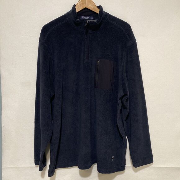 Cremieux Classics Men's Soft Black 1/4 Zip Fleece Pullover Sz XL Elbow Patch - Picture 2 of 9